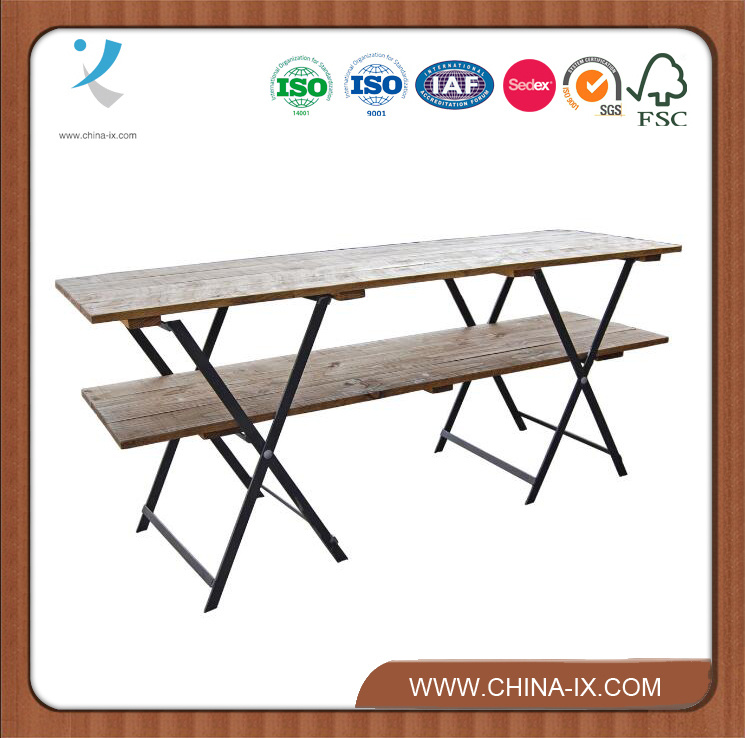 2 Tiered Retail Display Table with Wooden Table Top