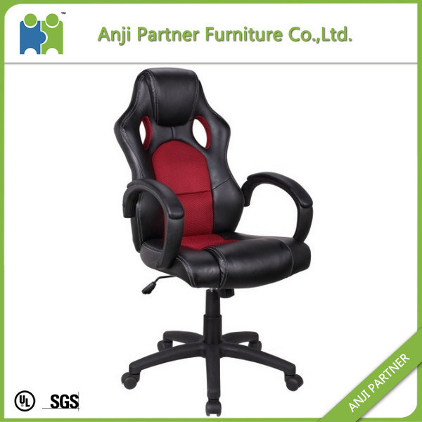 Red Office Racing Style Chair with Comfortable Dense Leather (Agatha)