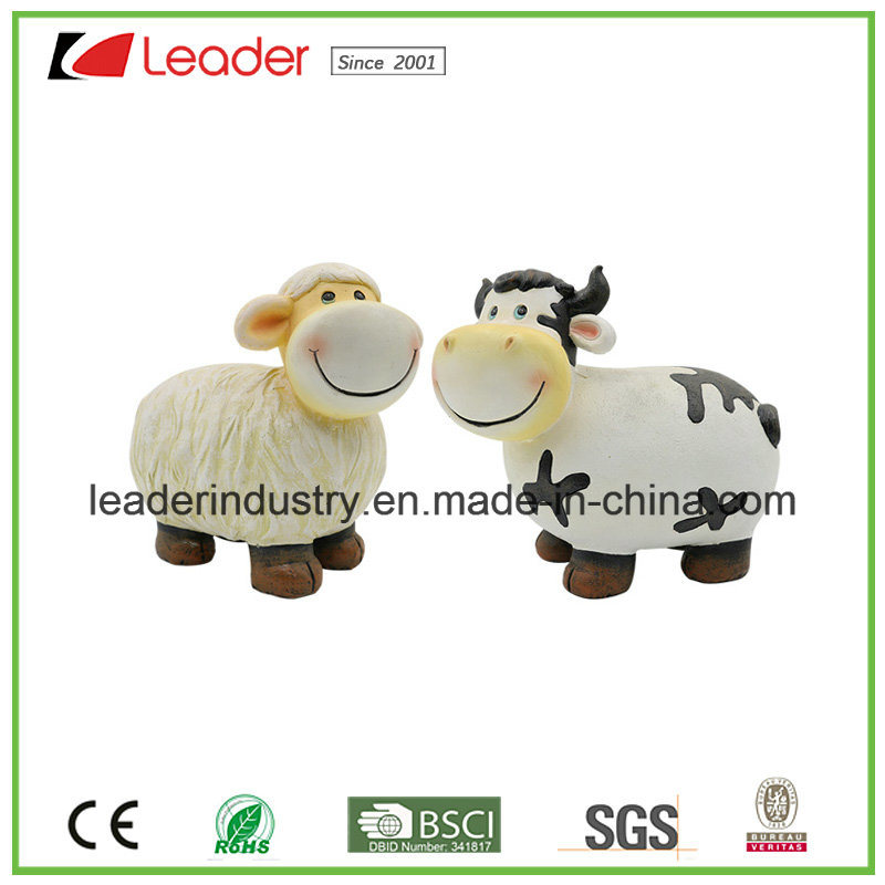 Polyresin Lovely Cow and Sheep Statues for Home and Garden Decoration