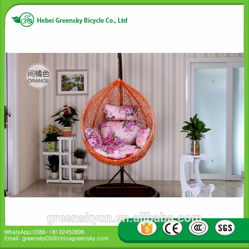 2017 Bedroom Rattan Wicker Cane Hanging Egg Swing Chair with Stand