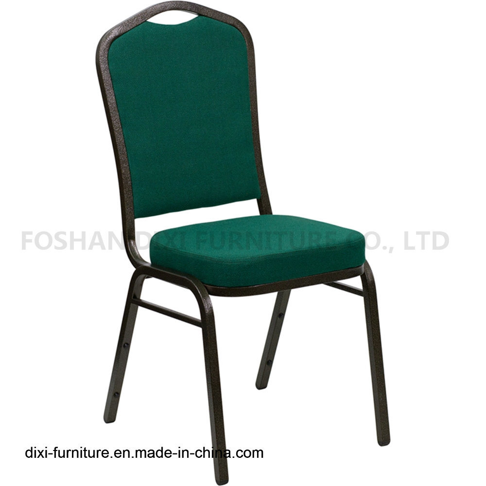 Hotel Furniture Crown Back Stacking Banquet Chair with Green Fabric and Mould Foam