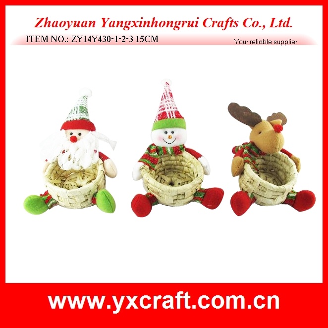 Christmas Decoration (ZY14Y430-1-2-3 15CM) Rattan Wood Christmas Basket