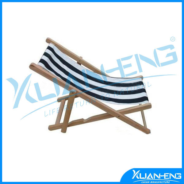 Outdoor Sling Chair W/ Navy Stripe Fabric