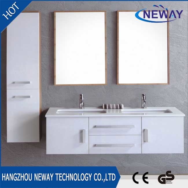 High Quality PVC Waterproof Double Basin Bathroom Wall Cabinet