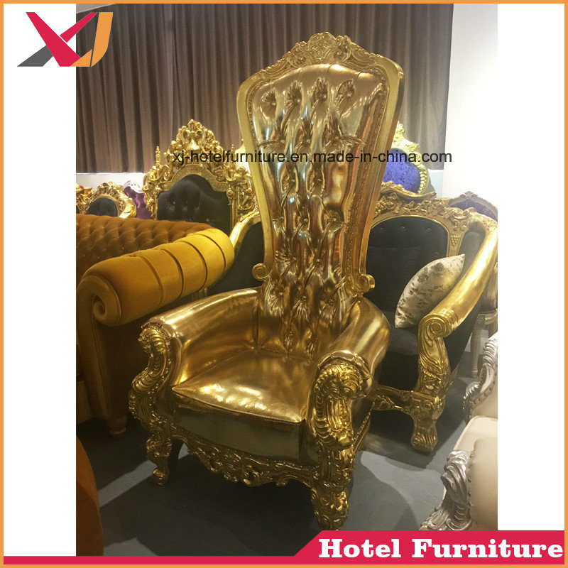 High Back Wooden King and Queen Chair Throne Sofa for Wedding