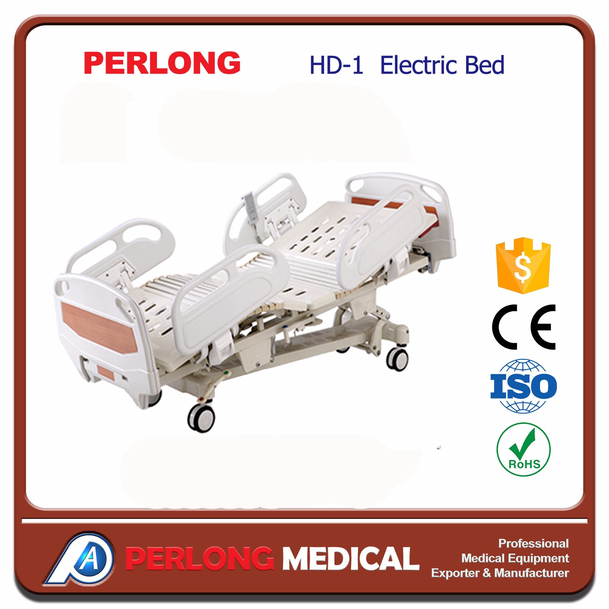 Perlong Medcial Equipment Five-Function Electric Bed Price Hospital Bed
