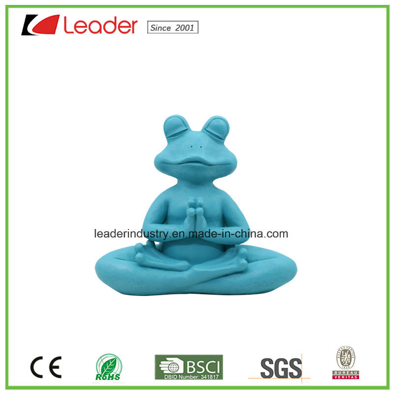 Polyreisn Decorative Yoga Frog Statue with Blue Color for Home Decoration and Garden Ornaments