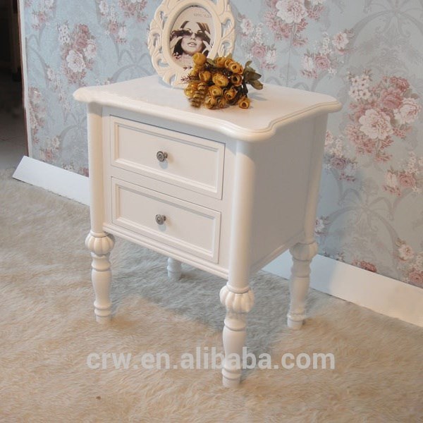 Wh-4121 Antique Bedside Table Small White Nightstand