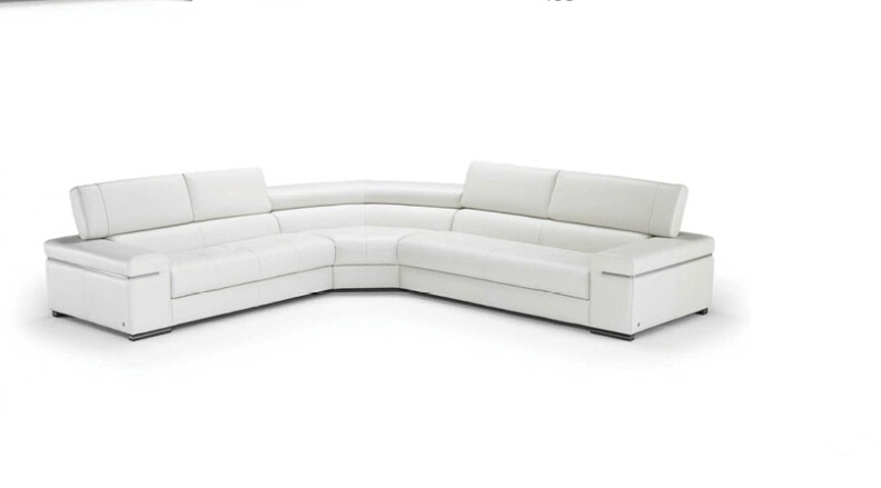 Modern White Leather Sectional Corner Sofa Living Room Couch