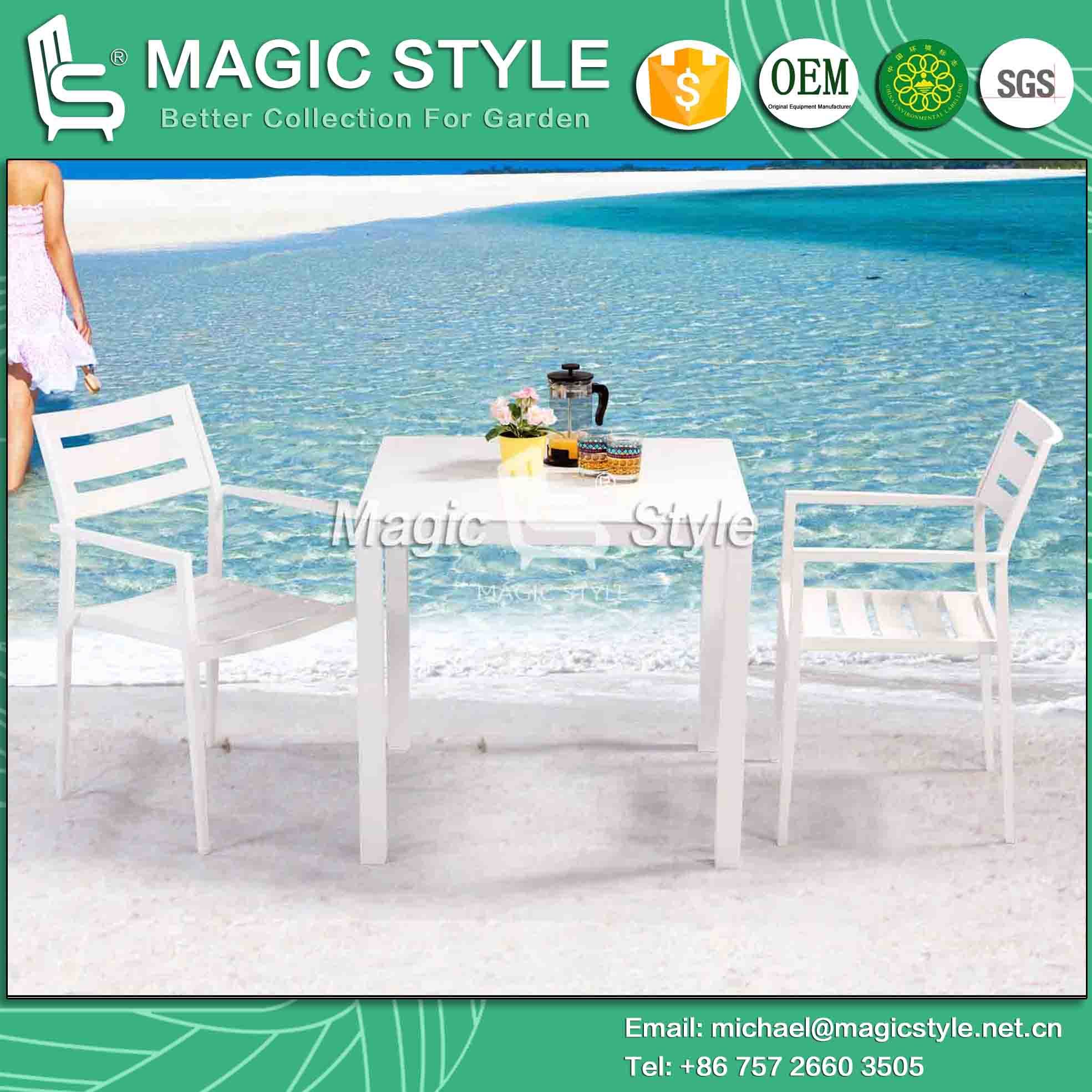 Ice Coffee Set Aluminum Chair Stackable Chair Aluminum Table (MAGIC STYLE)