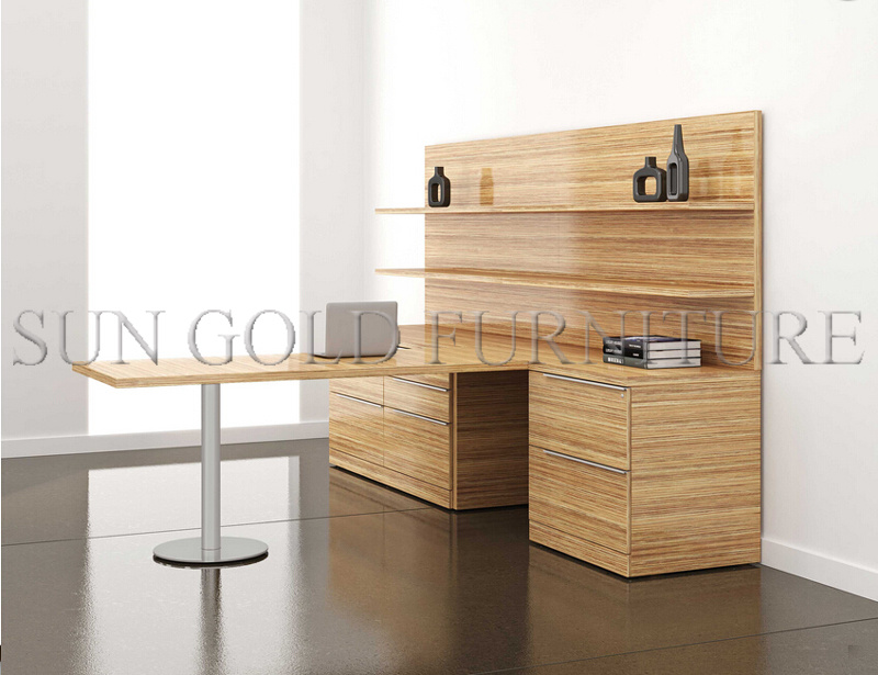 Newest Modern Melimine Office Bullet Desk with Bookcase Return (SZ-OD523)
