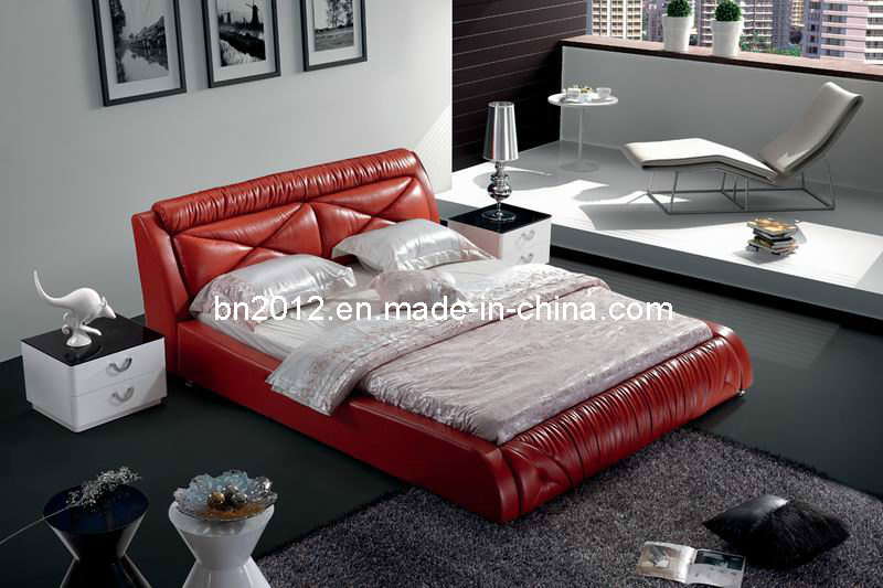 Modern Genuine Leather Bed (SBT-5842)
