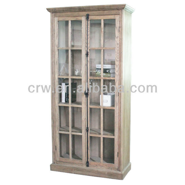 Oak Glass Furniture Antique Bookcase with Doors