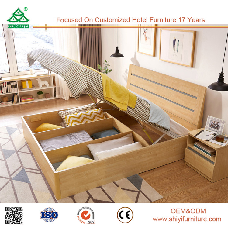 Modern China Foshan Malaysia MDF Wooden Bedroom Furniture Set Wood Plywood Box Bed