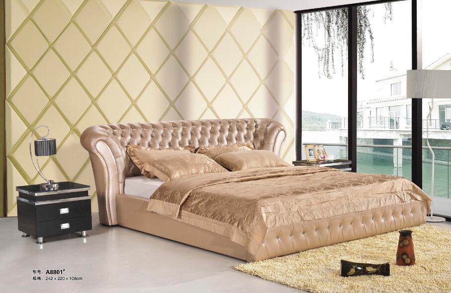 Luxury Modern Italy Leather Double Bed Frame Design