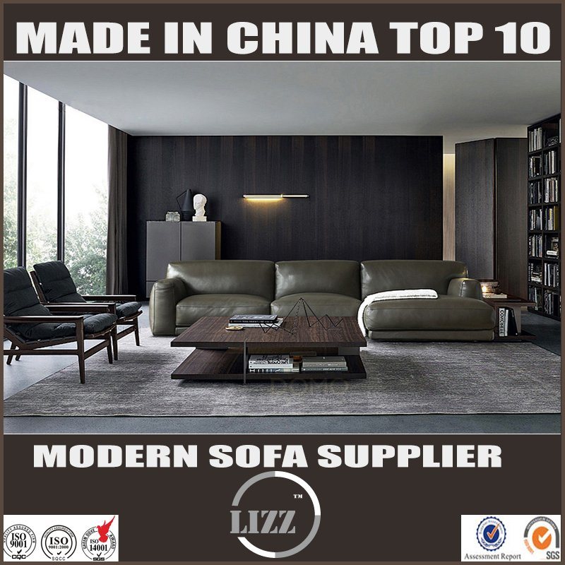Top Grain Leather Solid Wood Construction Leather Sofa
