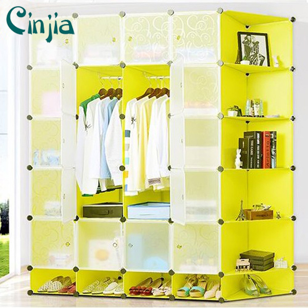 Saving Place Shoe Plastic Storage and Cloth Wardrobe with Bookrack