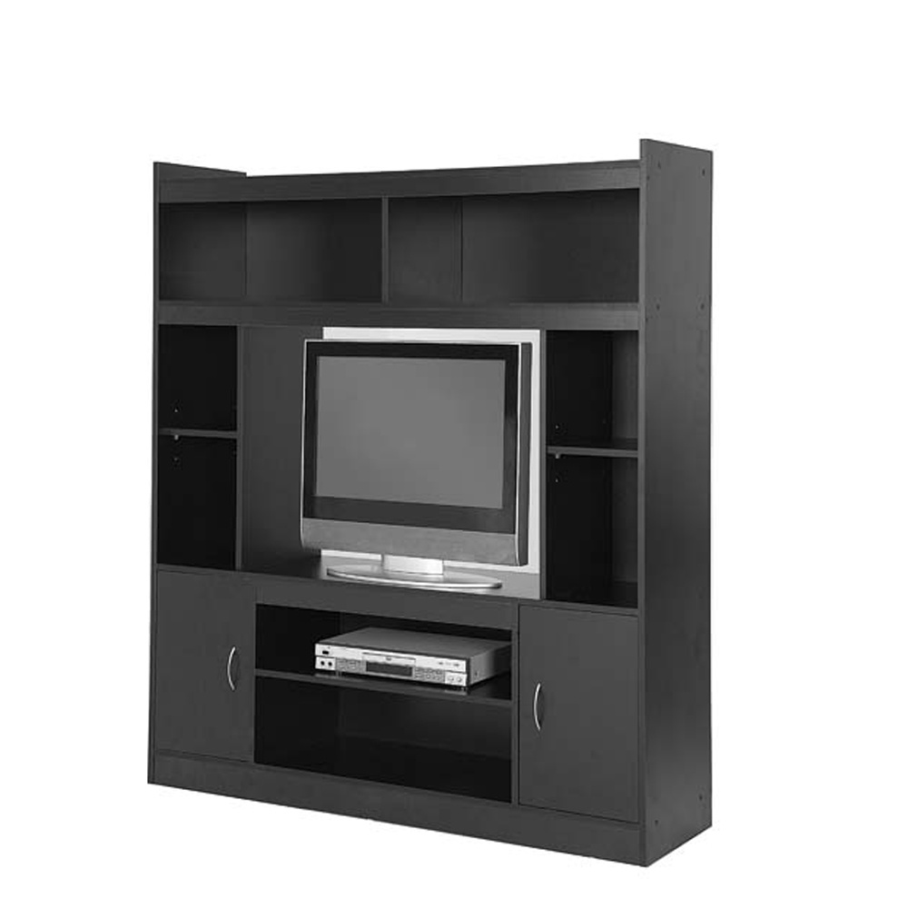Black Wooden MDF/Particle Board Modern Large TV Stand with Legs Showcase
