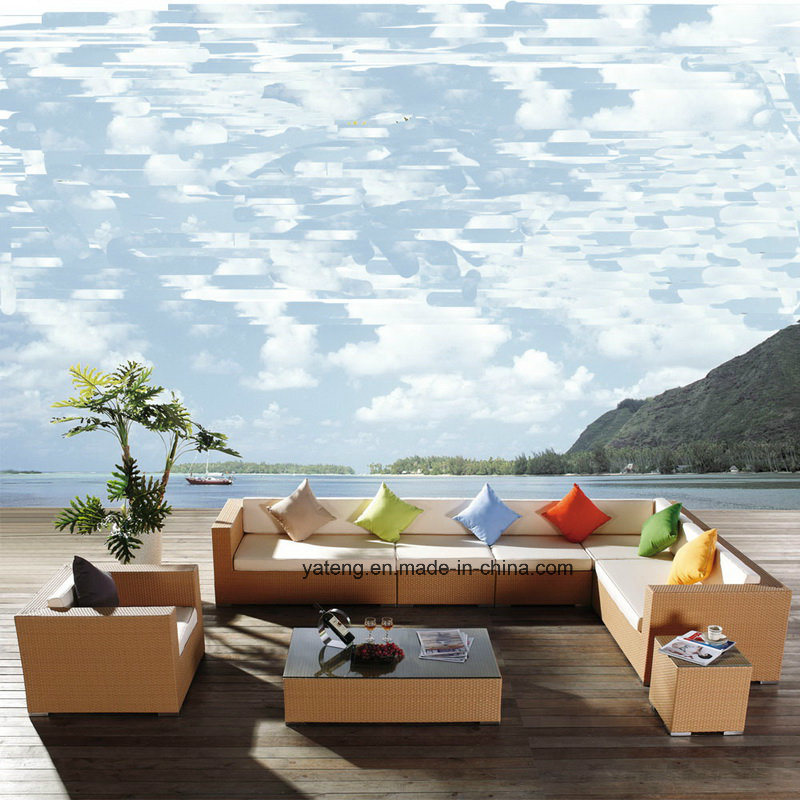 Popular Design Outdoor Rattan Furniture Garden Sofa Set by Aluminum Frame &PE-Rattan Woven (YT016-8PCS/set)