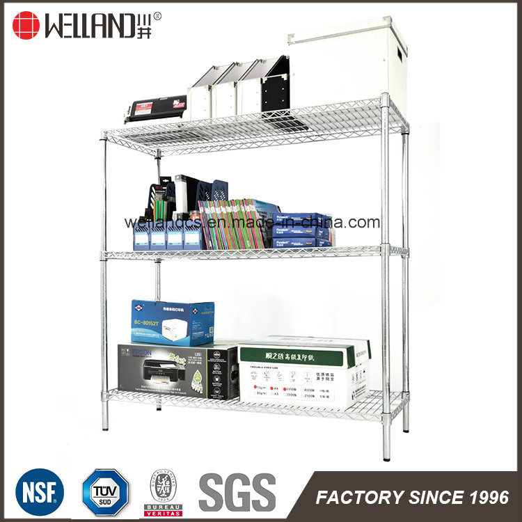 Easy Assemble 3 Tiers Office Chrome Wire Metal Shelf From NSF Rack Supplier
