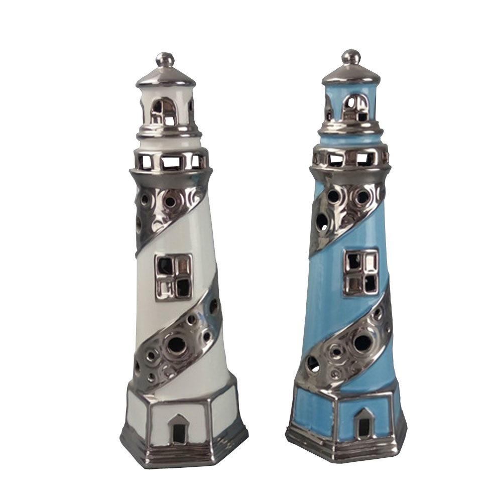 Creative Decoration Ceramic Lighthouse with Tealight