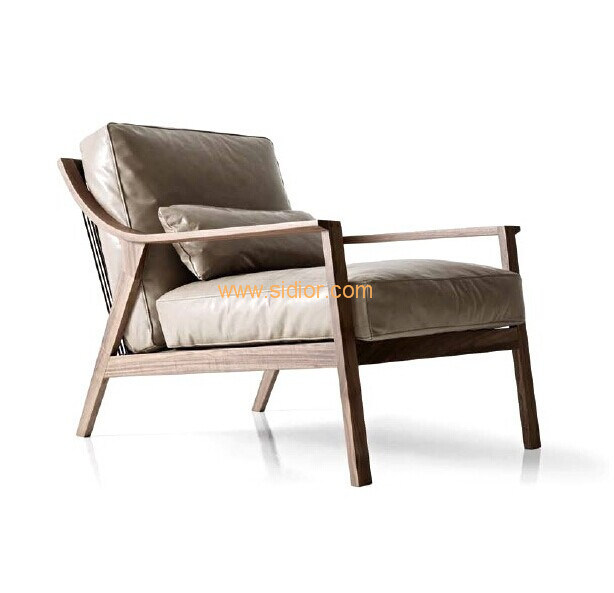 (SD-2008) Modern Hotel Living Room Furniture Wooden Leisure Leather Chair