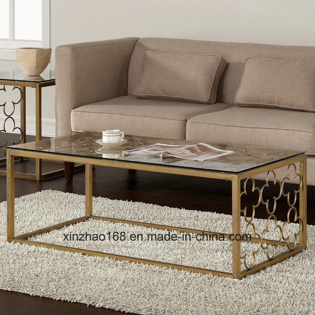 Flower Frame Design Golden Color Tea Table