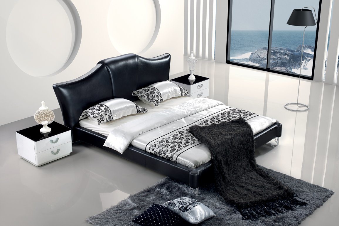 Leather Bed Modern Genuine Leather Soft Bed (SBT-5830)
