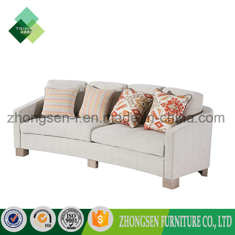 Professional Custom-Made Modern Simple Style Unique White Fabric 3 Seats Sofa of Living Room Furniture