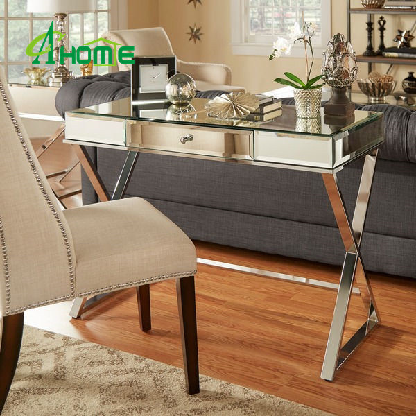 Modern Mirror Top Office Desk with Stainless Steel Foot