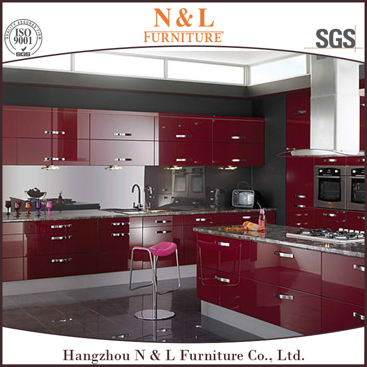 Red High Gloss Baked Paint Lacquer Kitchen Cabinet Furniture
