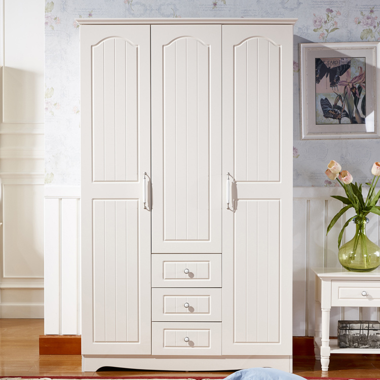 European Style White Paint Wooden Bedroom Wardrobe (GSP9-023)