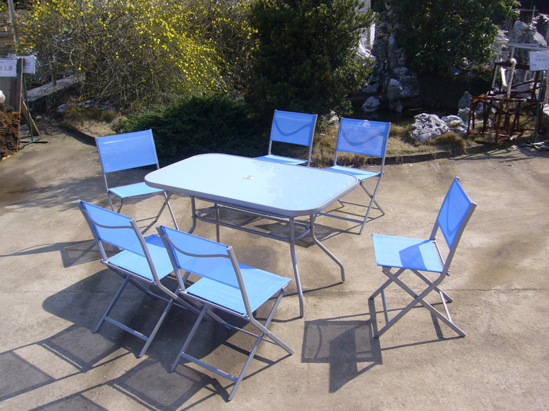 6 Seat Outdoor Garden Dining Table Folding Chairs (FS-1301+FS-5111)