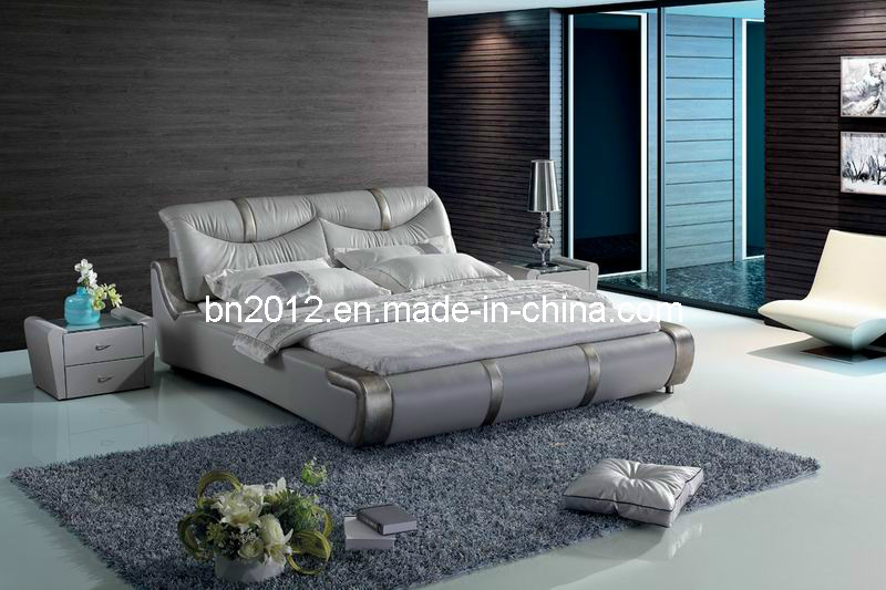 Bedroom Furniture Genuine Leather Bed (SBT-5839)