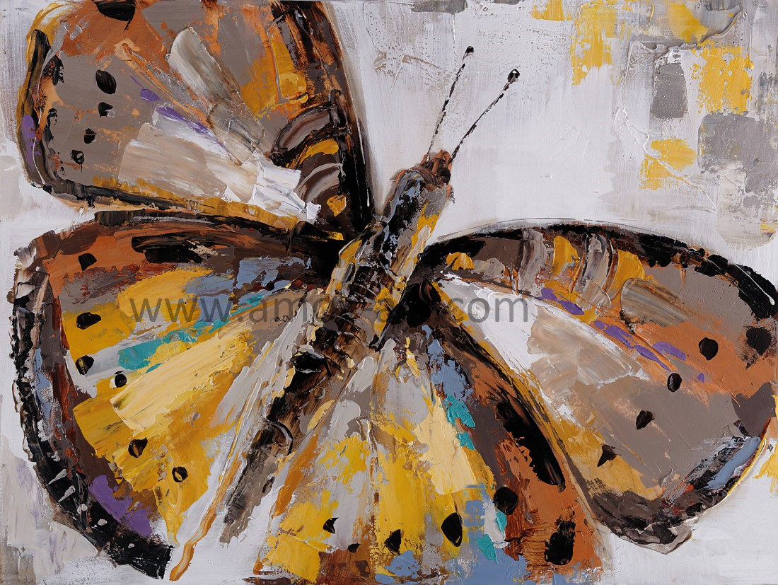 Handmade Heavy Oil Butterfly Oil Painting on Canvas for Wall Decor