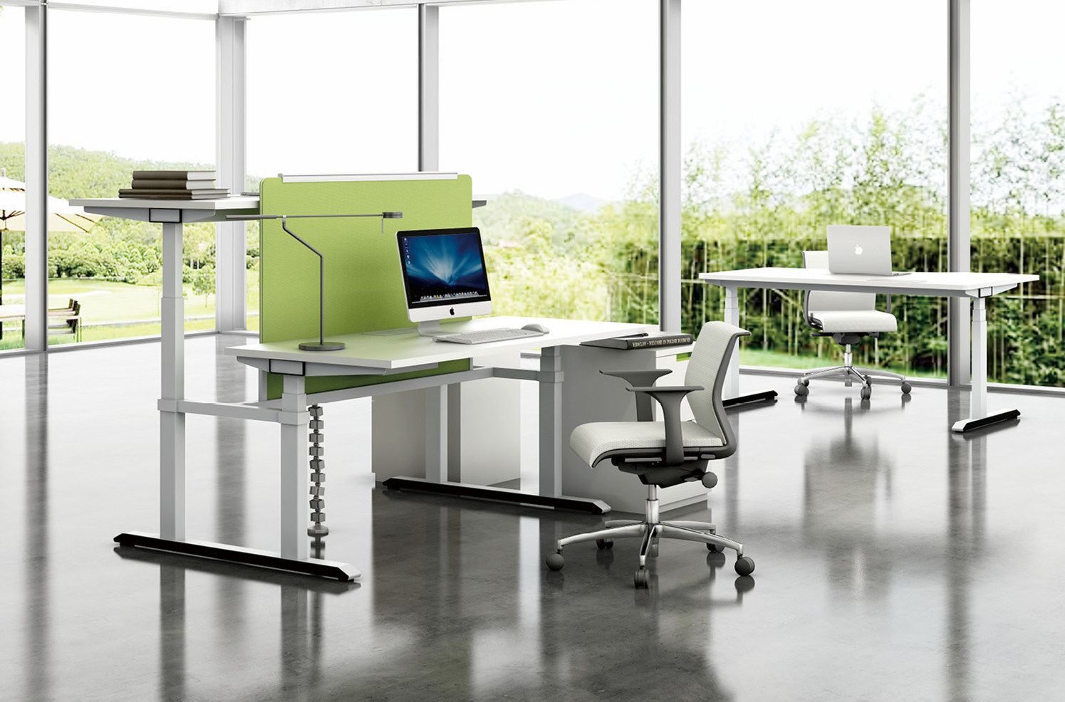 Modern Popular Melamine Electric Height Adjustable Office Table (HF-YZT032)