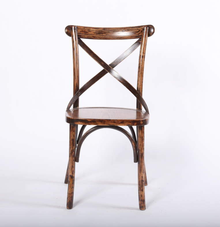 Oak Wood Antique Color Cross Back Chair for Restaurant