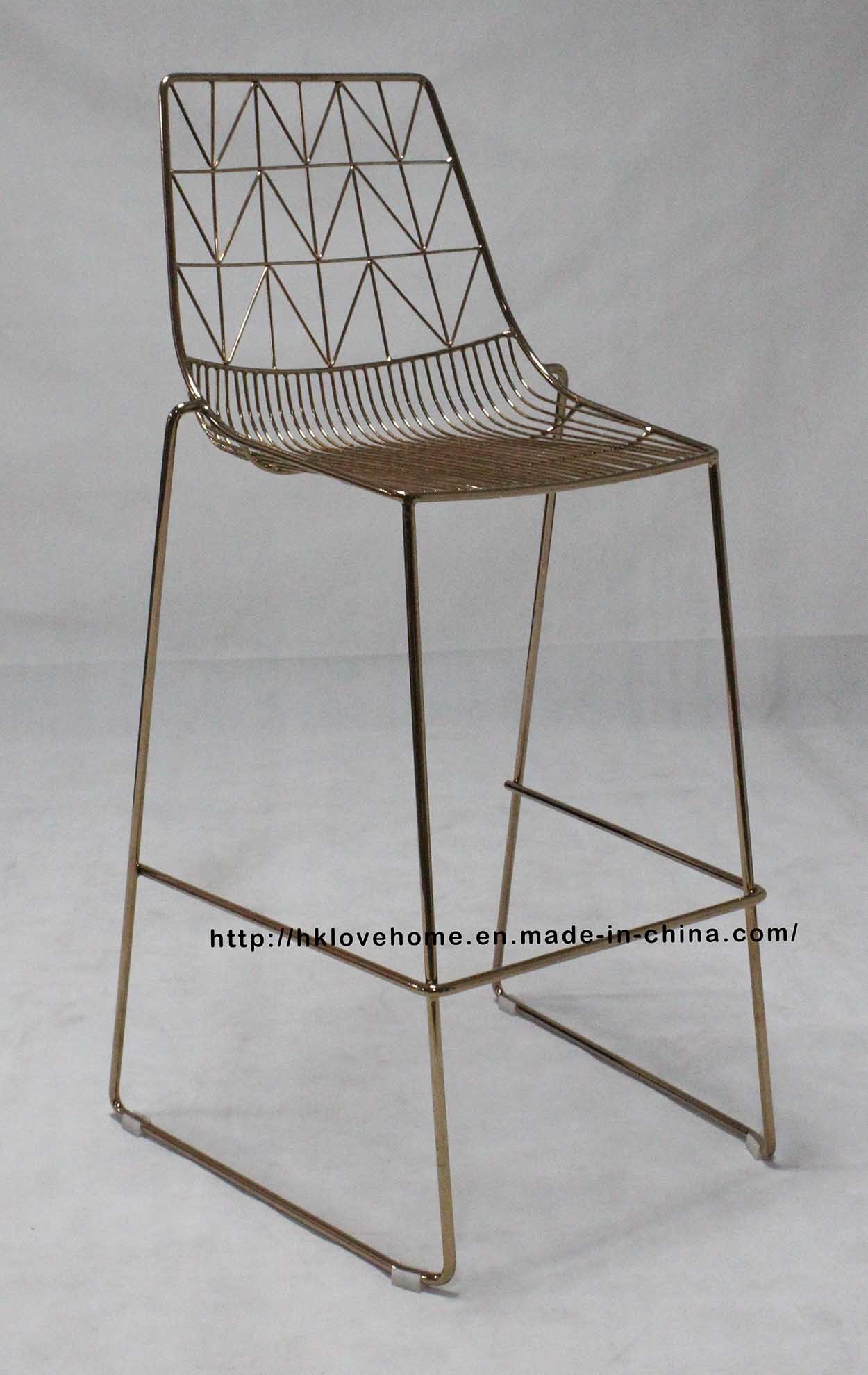 Classic Metal Dining Stackable Bend Side Wire Bar Chair