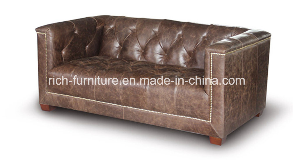 New Design Amercian Style Vintage Leather Sofa (Living Room Sofa)