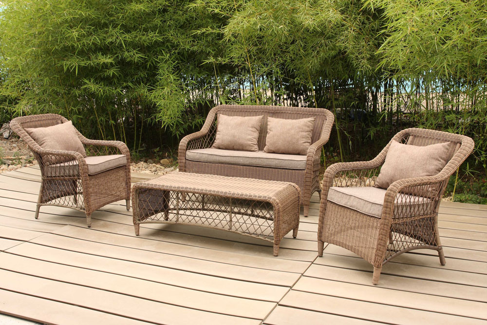 Soft Cushion Lounge Sofa Set Coffee Table Rattan Outdoor Furniture