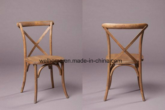Oak Wooden Cross Back Chair with Cushion