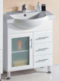 Modern Sanitary Ware Glossy White MDF Wooden Bathroom Vanity with One Glass Door (P192-750G)