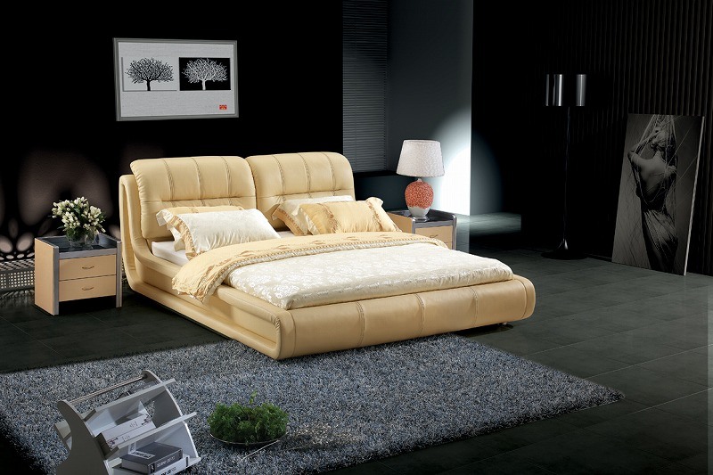 Bed Room Furniture European Style Genuine Leather Bed (SBT-5807)