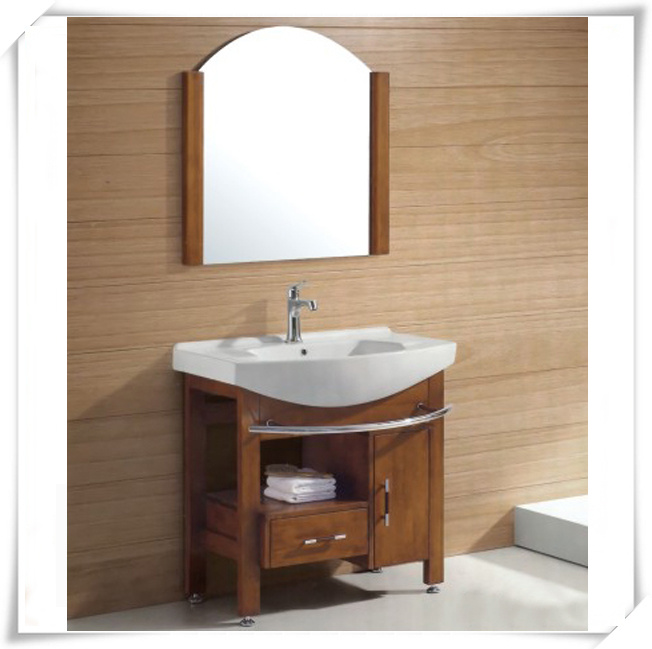 Floor Mounted Solid Wood Bathroom Cabinet