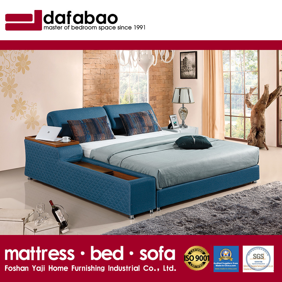 Blue Fabric Bed Hotel Living Room Modern Bedroom Furniture Fb8047A