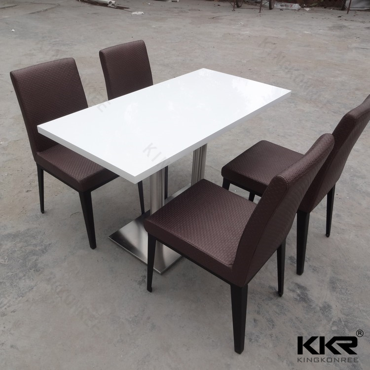 White Artificial Stone 4 Seats Restaurant Table and Chair