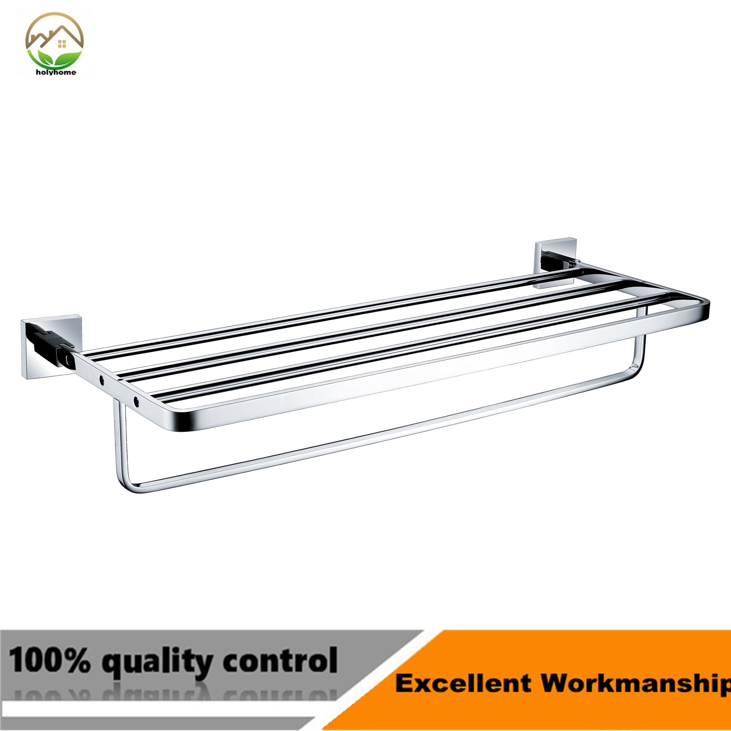 Square Base 304 Stainless Steel Towel Rack with Shelf
