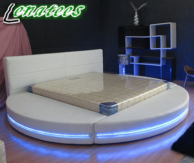 A542 Round Bed Furniture with LED Light