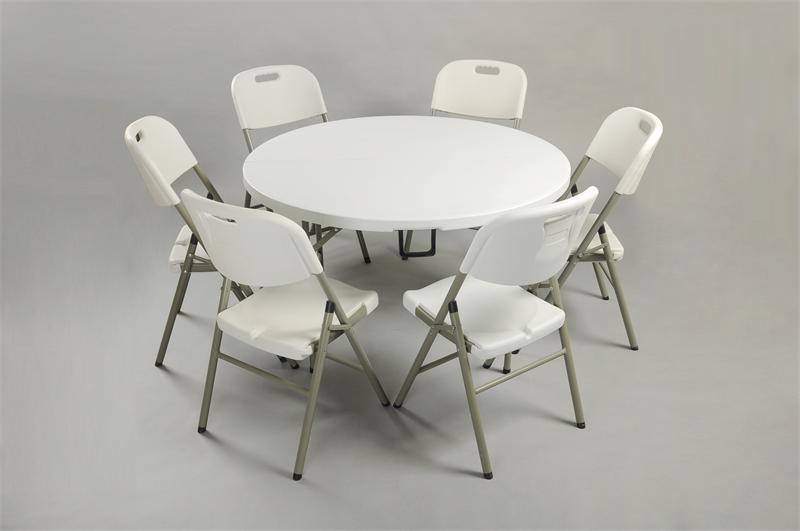 4FT Blow Molding Plastic Round Folding Table, Banquet Table