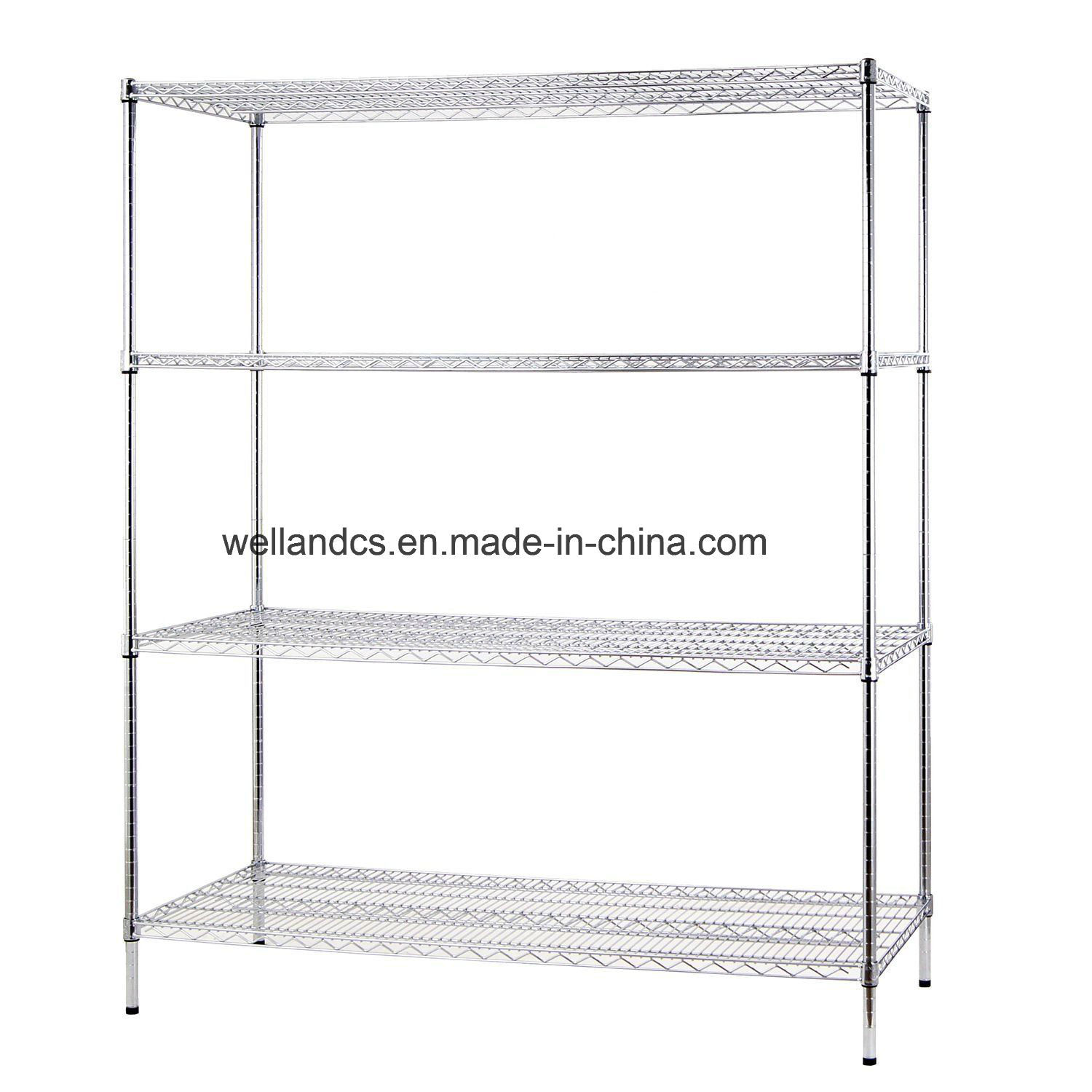 Heavy Loading Adjustable Chrome Metal Fabric Wire Storage Rack Shelf